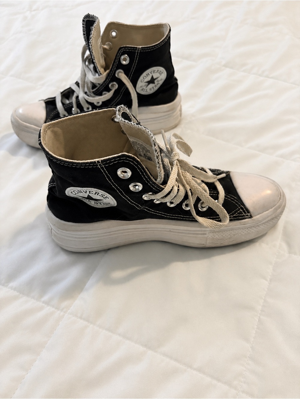 Converse Chuck Taylor All Star Move Platform High Top Sneakers Black White 6.5